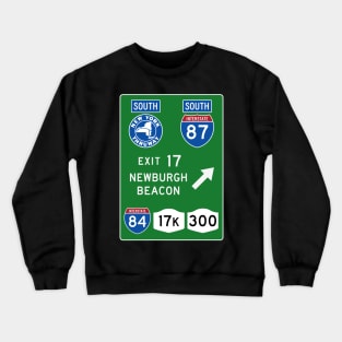 New York Thruway Southbound Exit 17: Newburgh Beacon Route I-84 Crewneck Sweatshirt